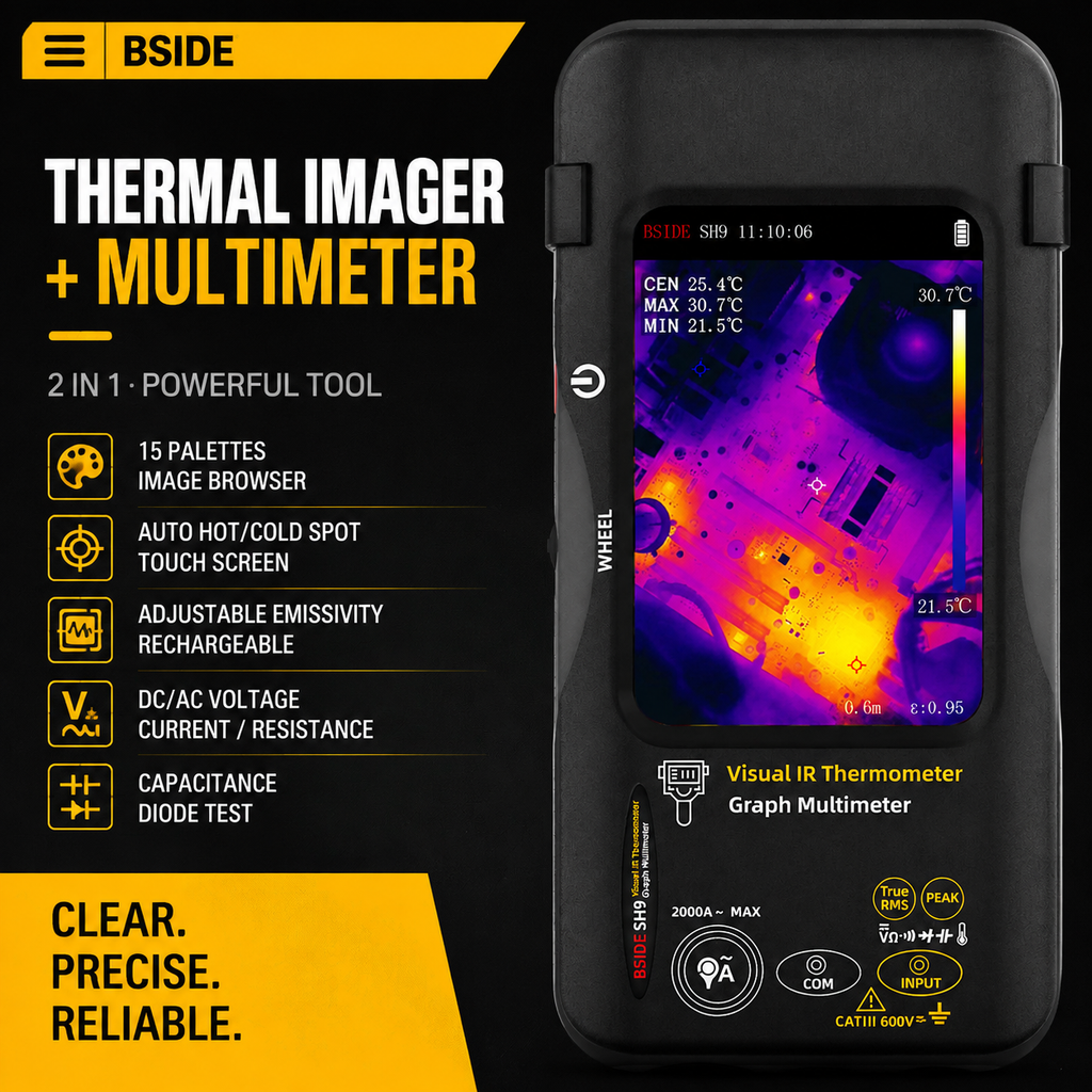 BSIDE SH9 Wärmebild-Multimeter, hochpräzise, multifunktional, tragbar, für industrielle Leckageerkennung, elektronische Reparatur, Thermometer